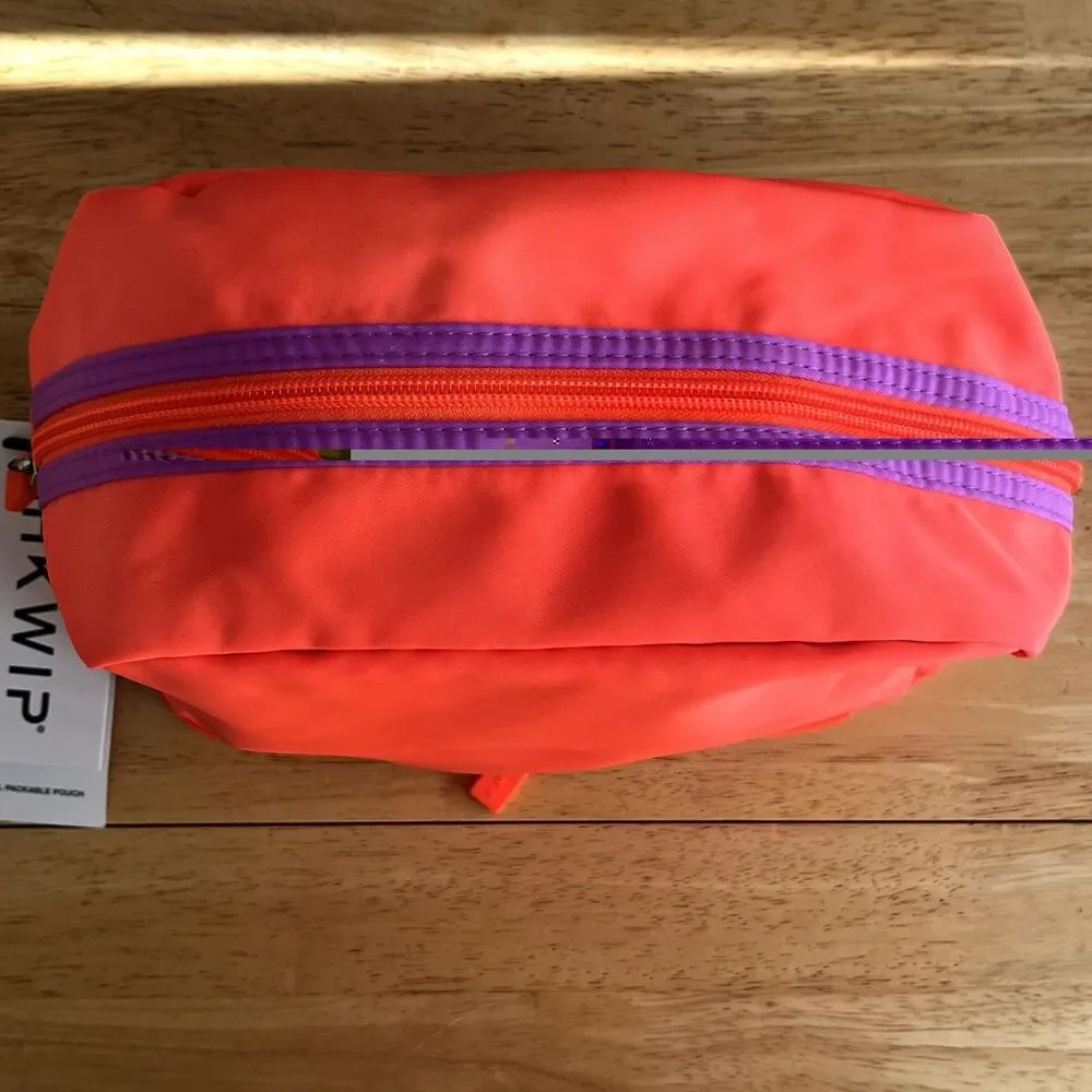 Foldable Toiletry Bag Bright Orange Travel Cosmetic Bag New -NWT